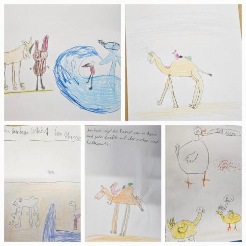 Eigene Ideen und Bilder für den Schluss des Buches von den Schülern