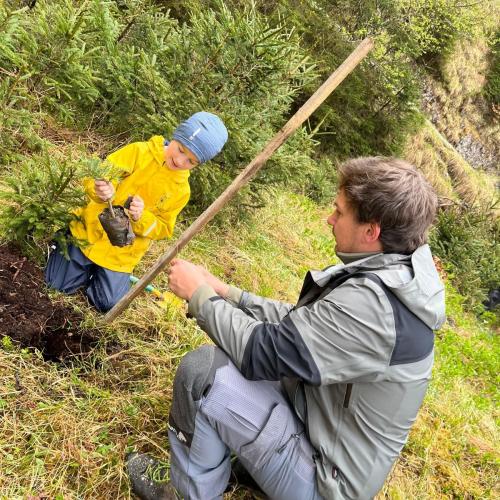 Kind pflanzt Bäumchen