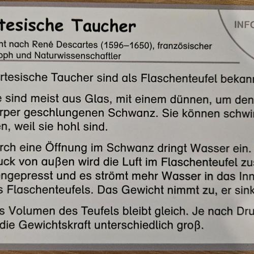 Infokarte zum Cartesischen Taucher 