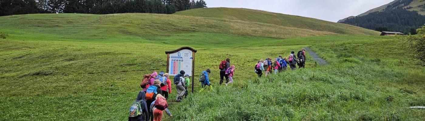 Schüler erklimmen einen Hügel